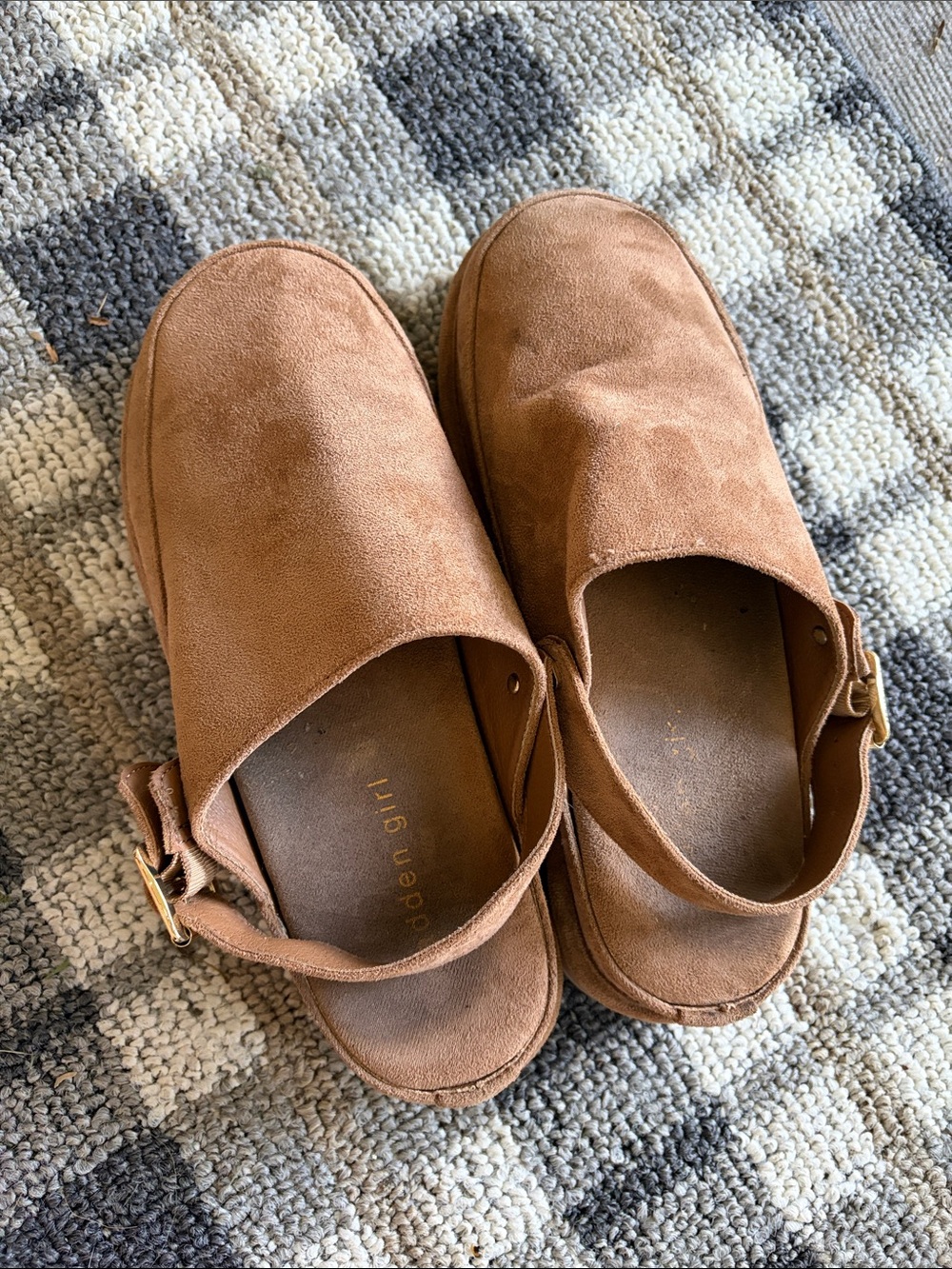 Madden Girl Tan Suede Slingback Clogs
